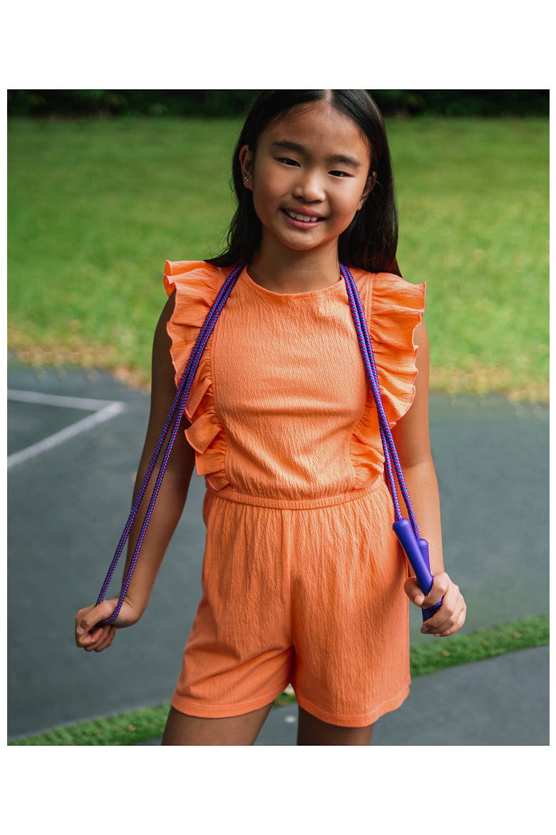 Girls Sleeveless Ruffle Knit Romper, Main, color, Cantaloupe