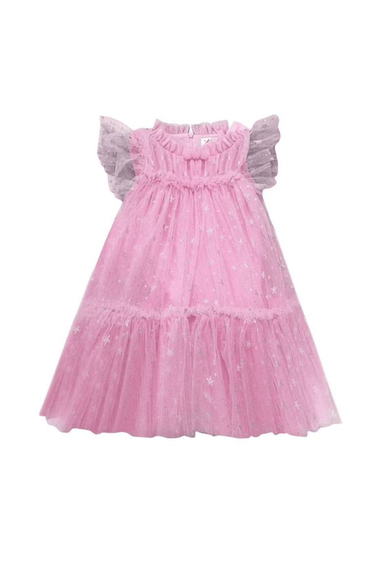 Shimmer Stars Tulle Dress, Main, color, Pink