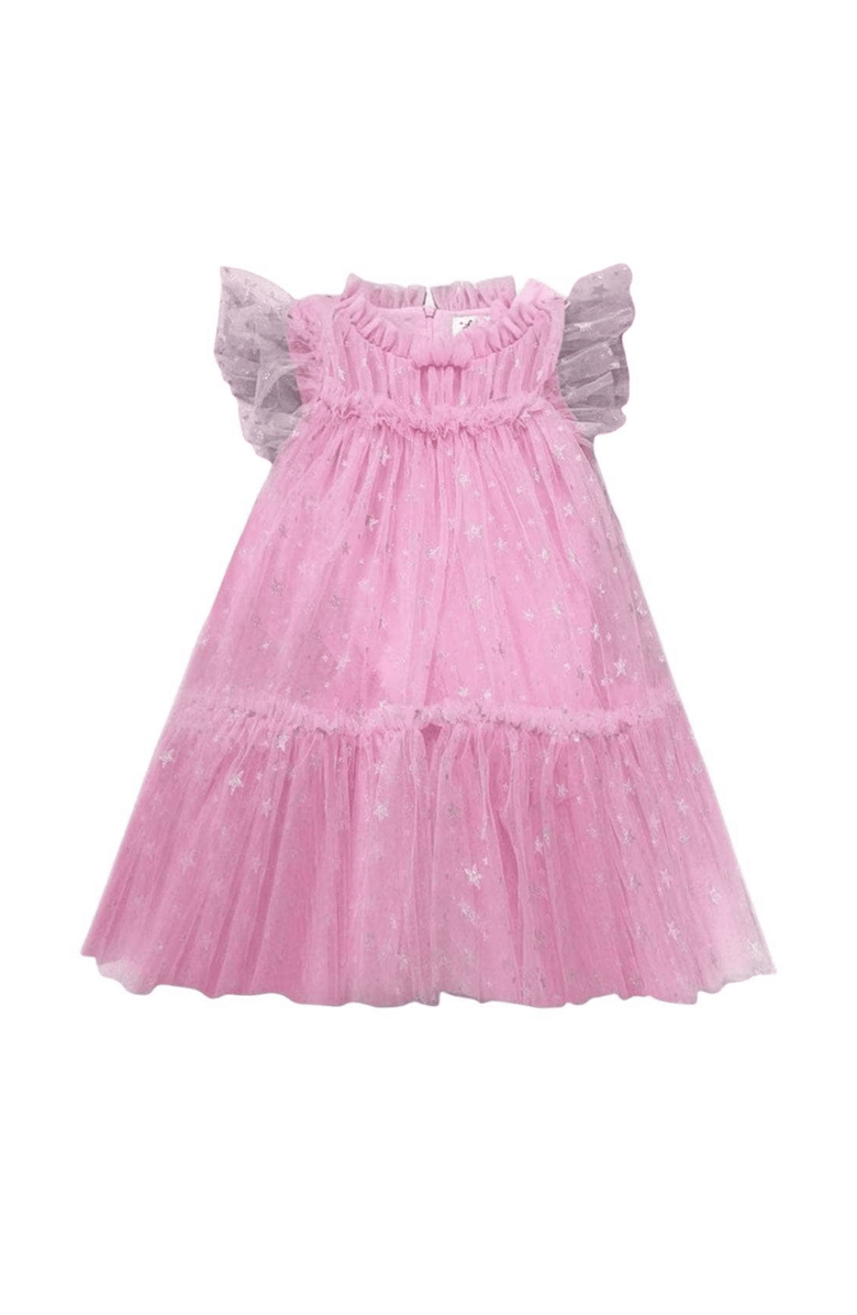 Lola + The Boys Shimmer Stars Tulle Dress, Main, color, Pink