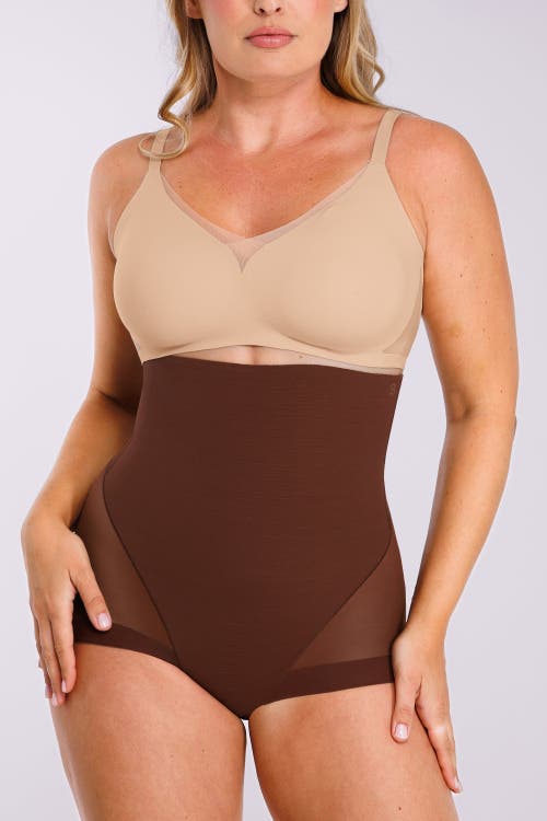 Shapellx Mesh Smooth Butt-lifting Brief In Brown