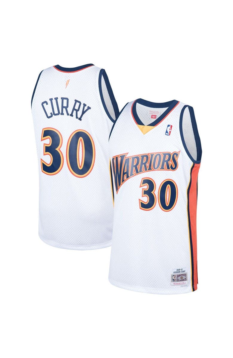 Mitchell & Ness Men's Mitchell & Ness Stephen Curry White Golden State Warriors Hardwood Classics Swingman Jersey, Alternate, color, White