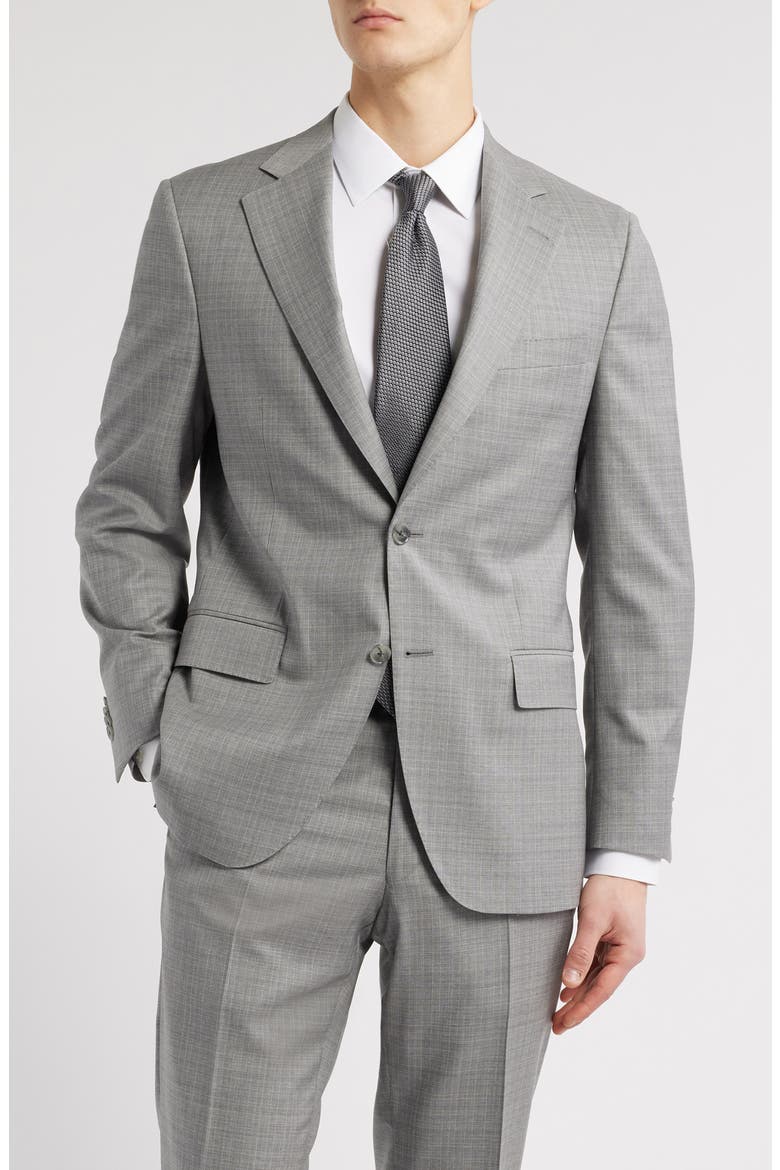 Hartford Classic Fit Grey Slub Check Wool Suit, Alternate, color, LIGHT GREY