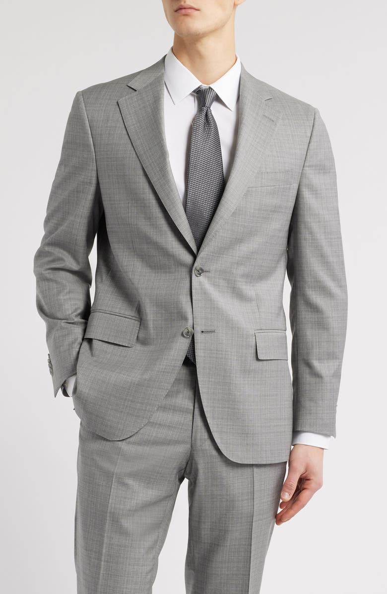 Peter Millar Hartford Classic Fit Grey Slub Check Wool Suit, Alternate, color, Light Grey