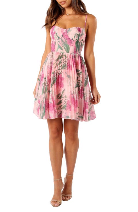 Pleated Floral Dresses for Women