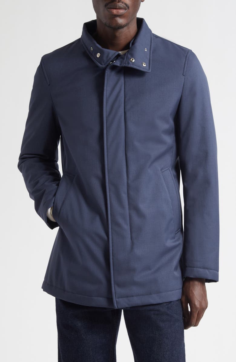 Herno Twill Car Coat with Removable Faux Fur Lining, Alternate, color, Blue Navy