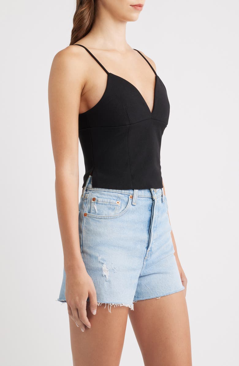 Princess Polly Sculpture Deep V-Neck Corset Crop Camisole, Alternate, color, Black