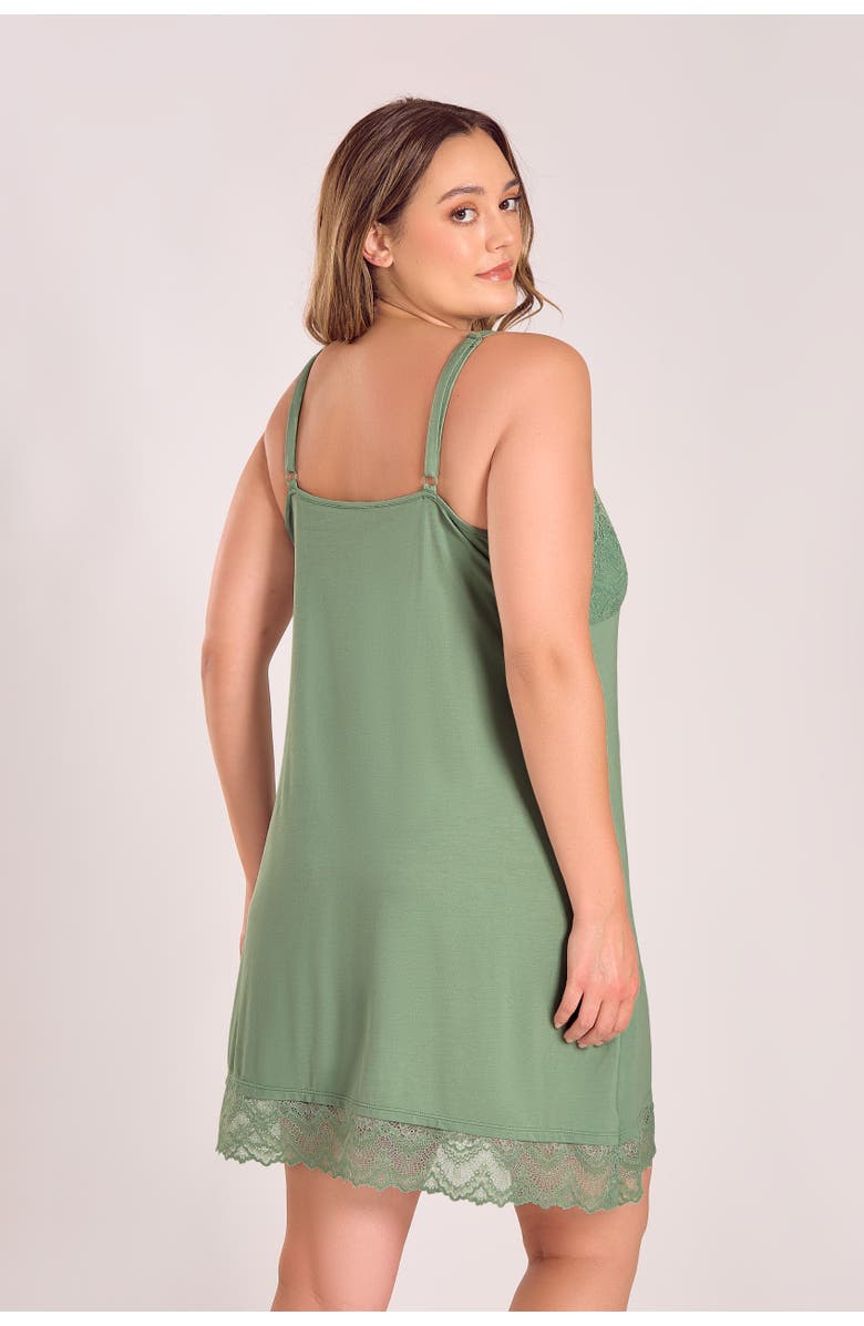 iCollection Modal Knit Chemise with Lace Cups, Alternate, color, Green