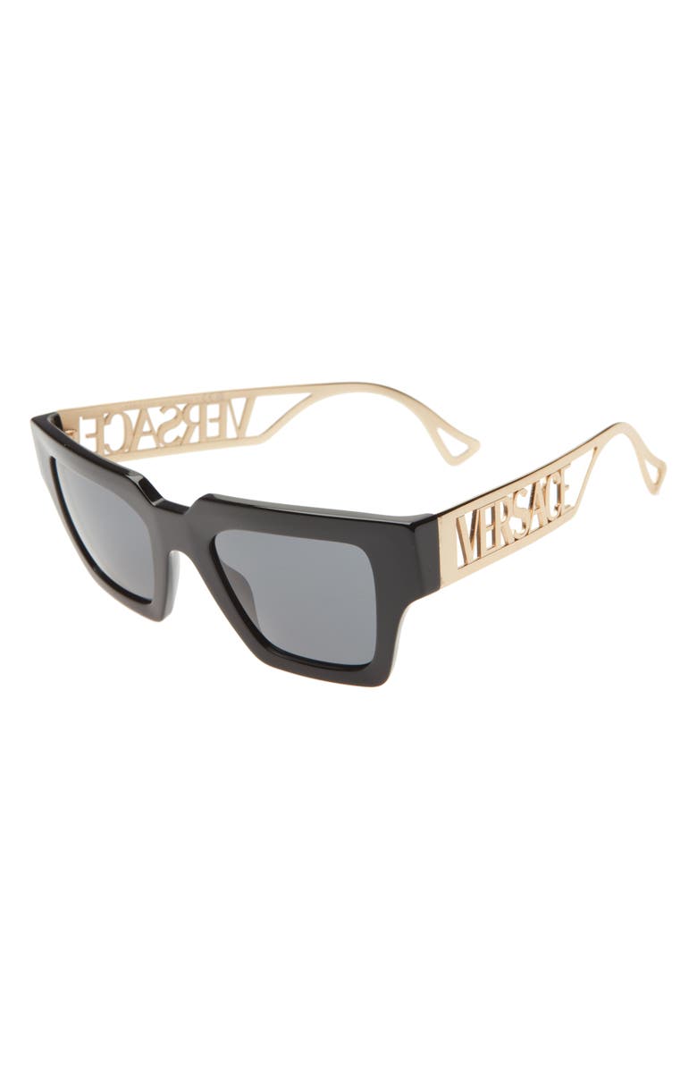 Versace 50mm Square Sunglasses, Alternate, color, Dark Grey