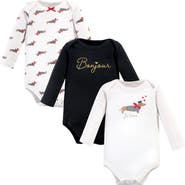 Hudson Baby Essential All-Cotton Long-Sleeve Bodysuit Triple Pack