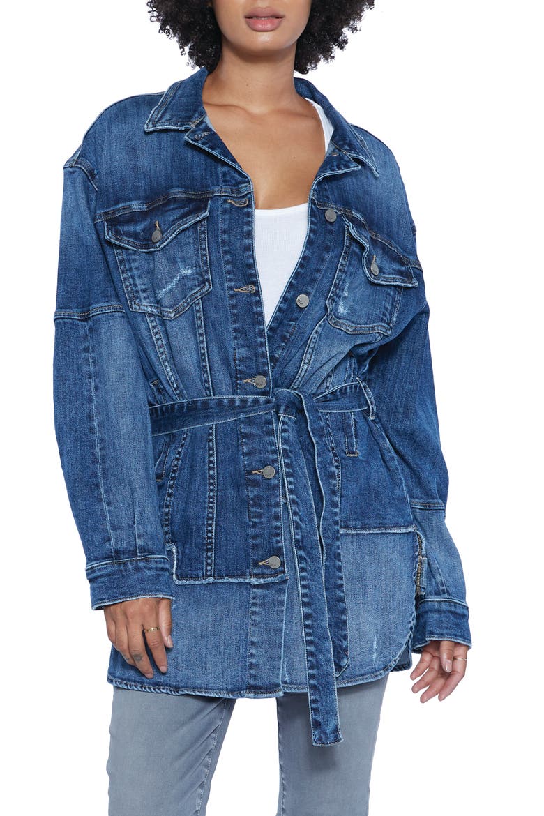 Judo Belted Denim Jacket, Main, color, BLUE ON BLUE