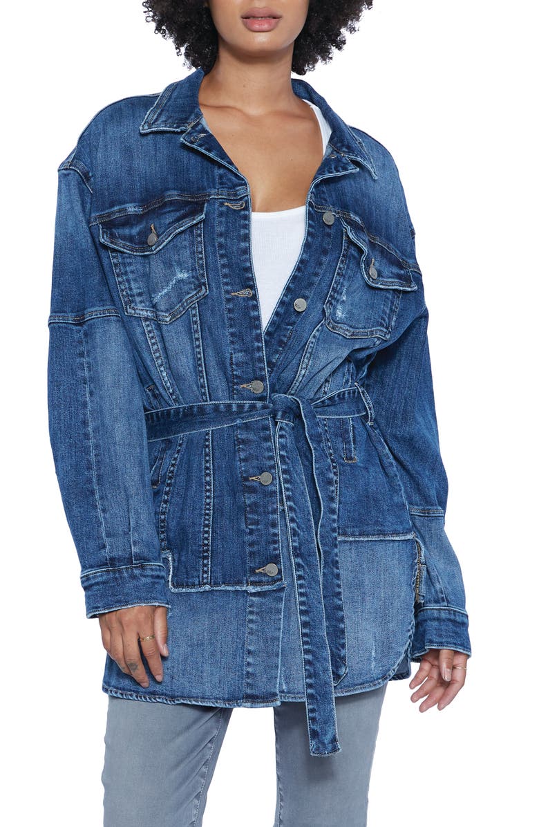Wash Lab Denim Judo Belted Denim Jacket, Main, color,