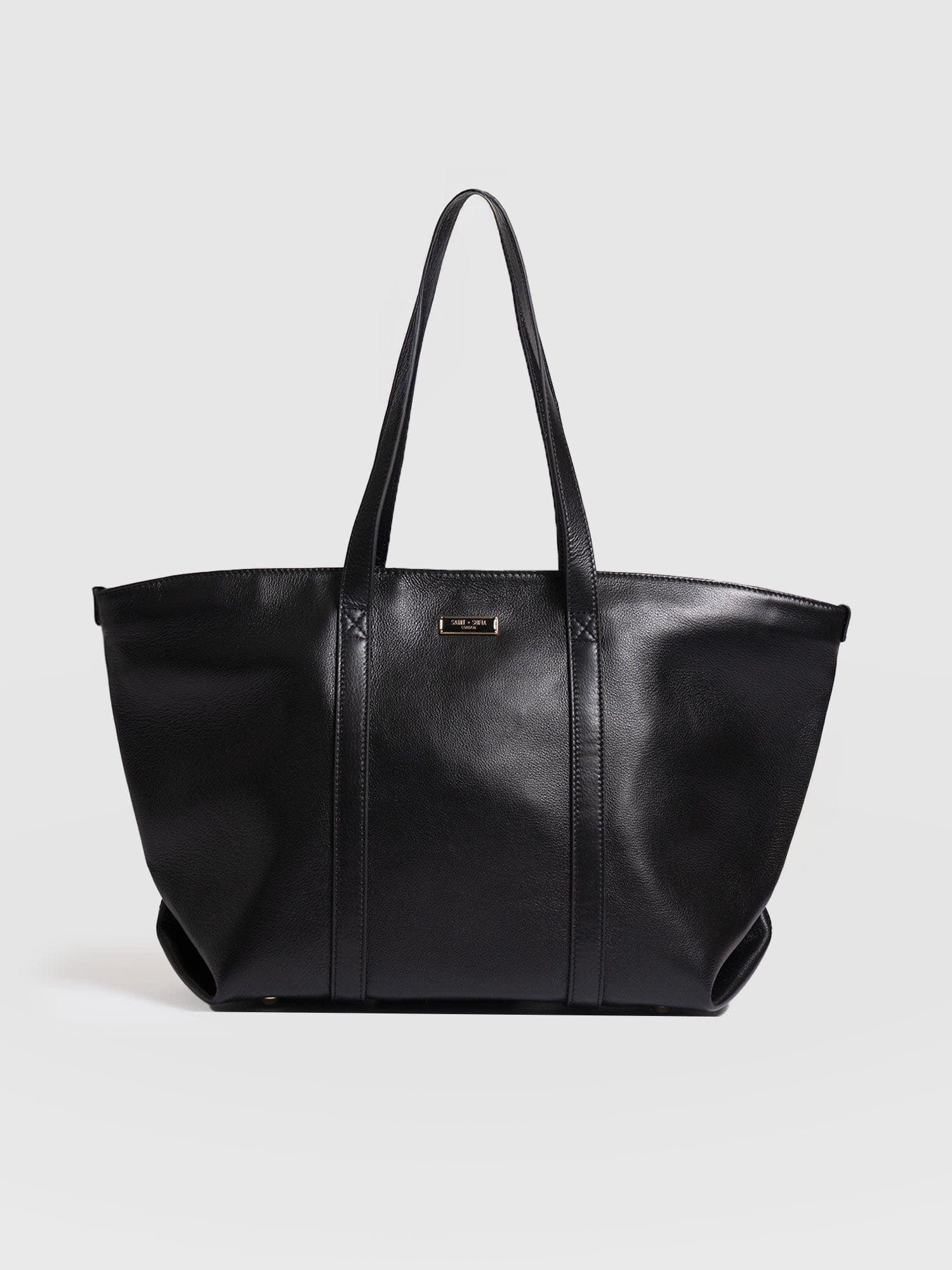 Saint + Sofia Kara Shopper Bag, Main, color, Black Leather