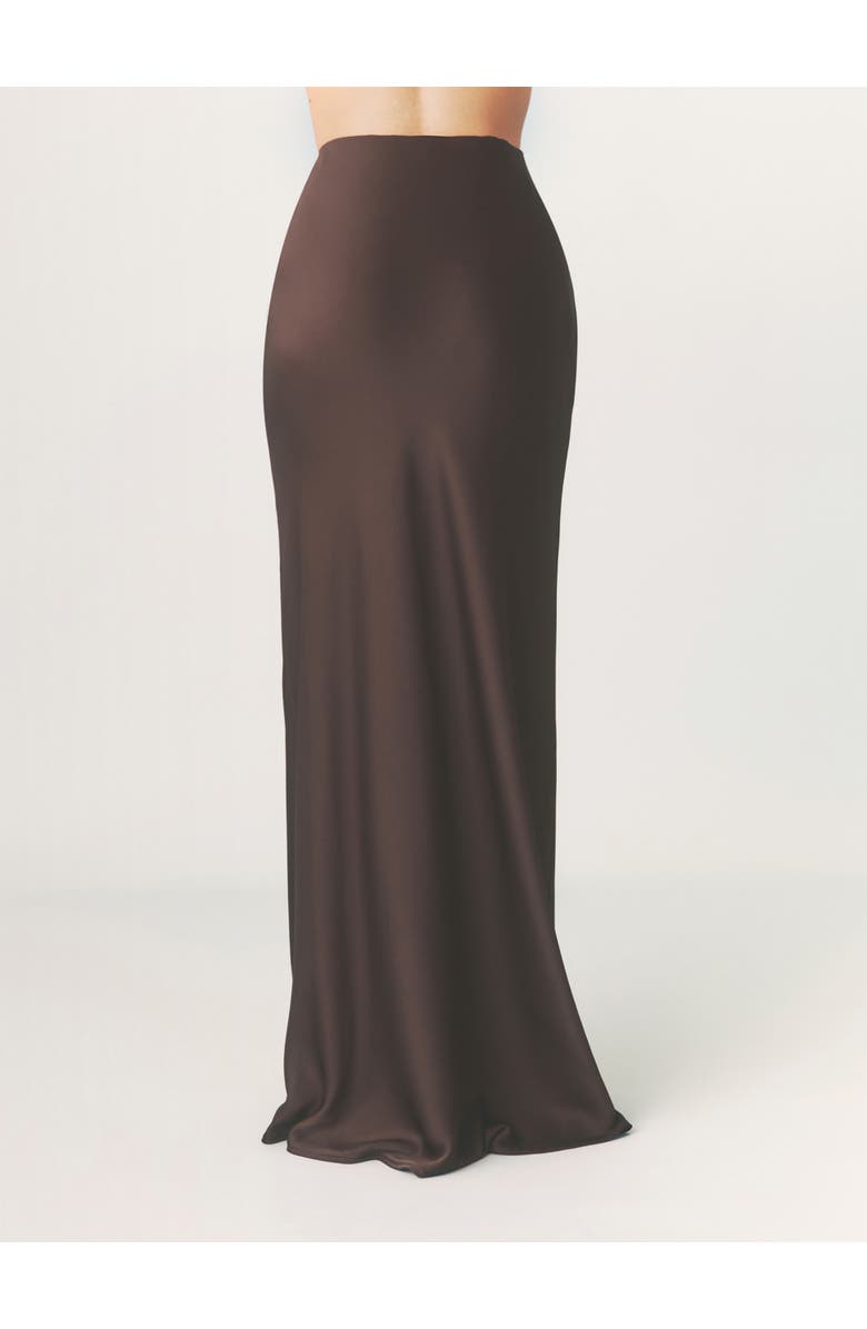 Six Stories Solene Satin Bias Cut Maxi Skirt, Alternate, color, Chocolate