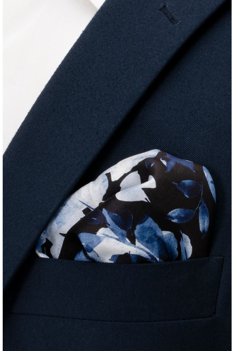 Painted Floral Pocket Square, Alternate, color, BLUE