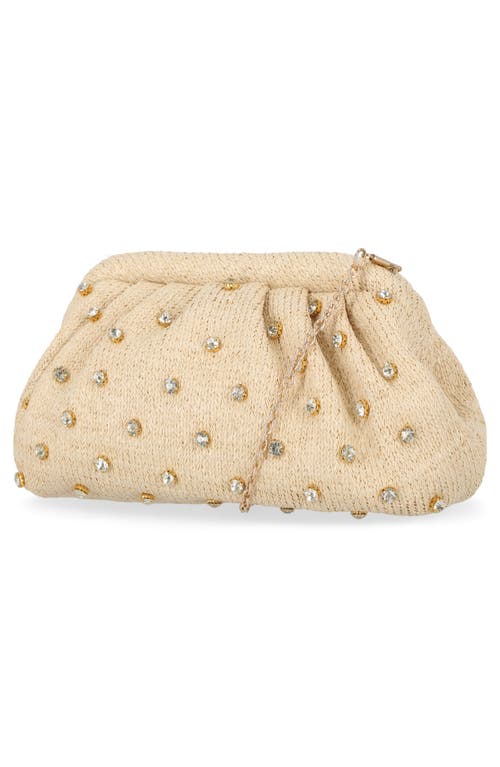 Jessica Mcclintock Violetta Rhinestone Studded Straw Frame Clutch
