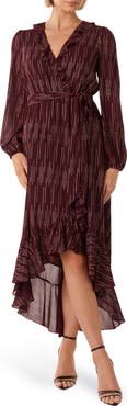 Ever New Print Ruffle Tie Waist High-Low Maxi Dress
