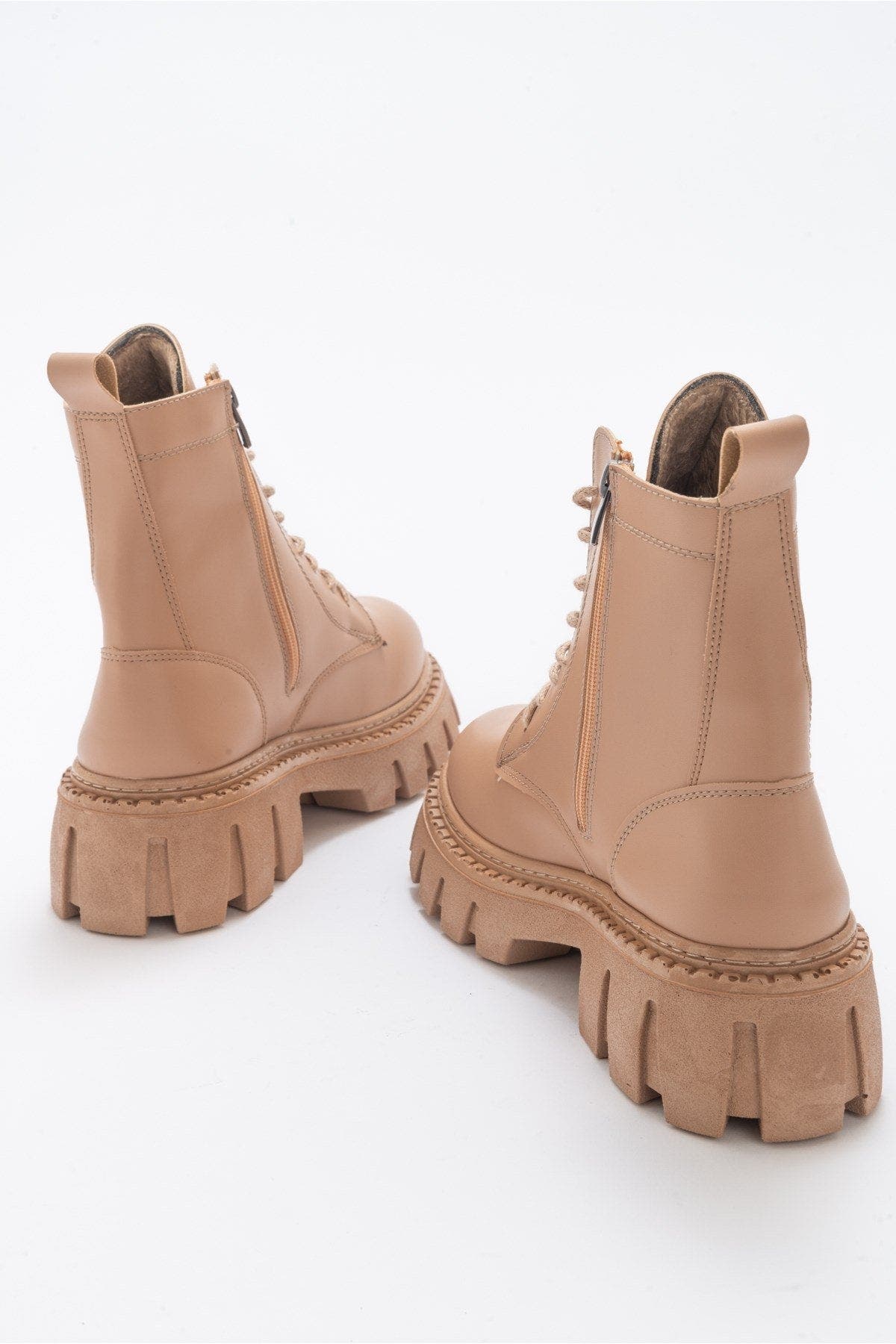 Prologue Shoes Zarela Chunky Boot, Alternate, color, Dark Beige Faux Leather