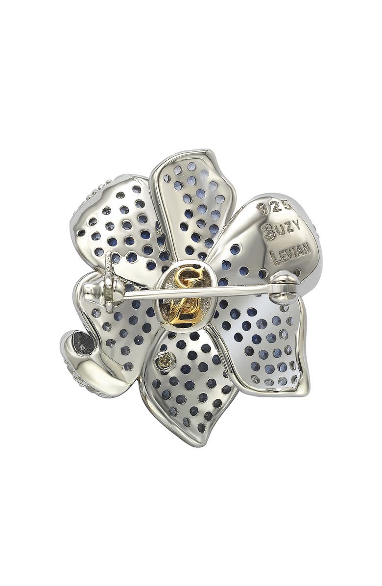 SUZY LEVIAN Sterling Silver Sapphire Flower Petal Brooch, Alternate, color, Blue