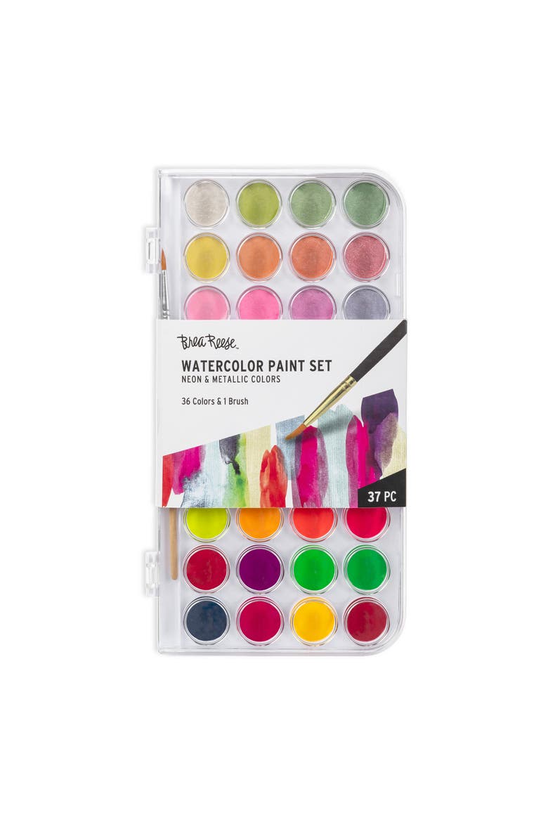 Neon & Metallic Watercolor Set 36 Colors, Main, color, Multicolored