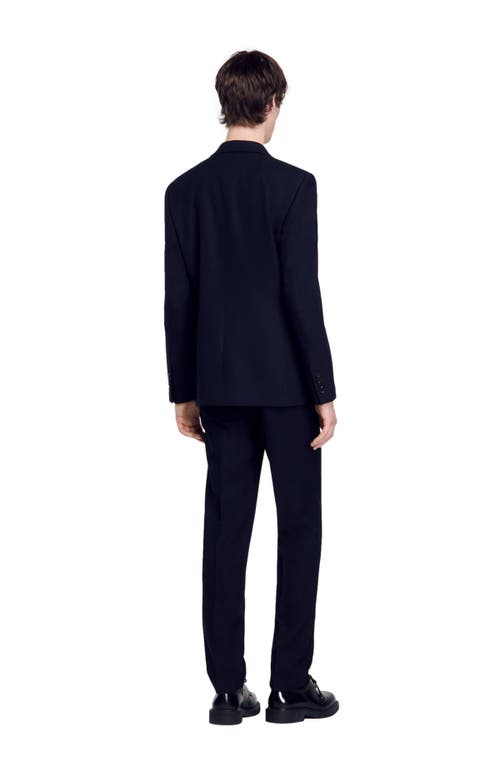 Sandro Wool Suit Jacket In Navy Blue