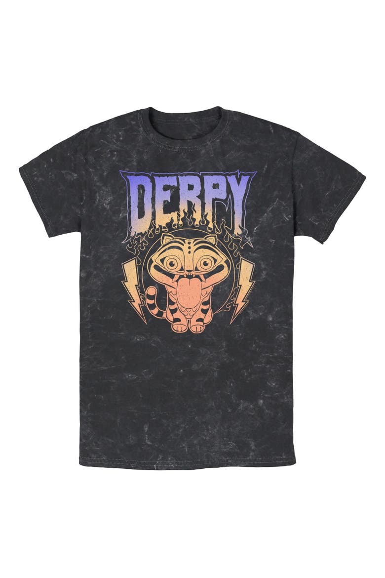 Mens KPop Demon Hunters Mythic Lightning Derpy T Shirt, Main, color, Black