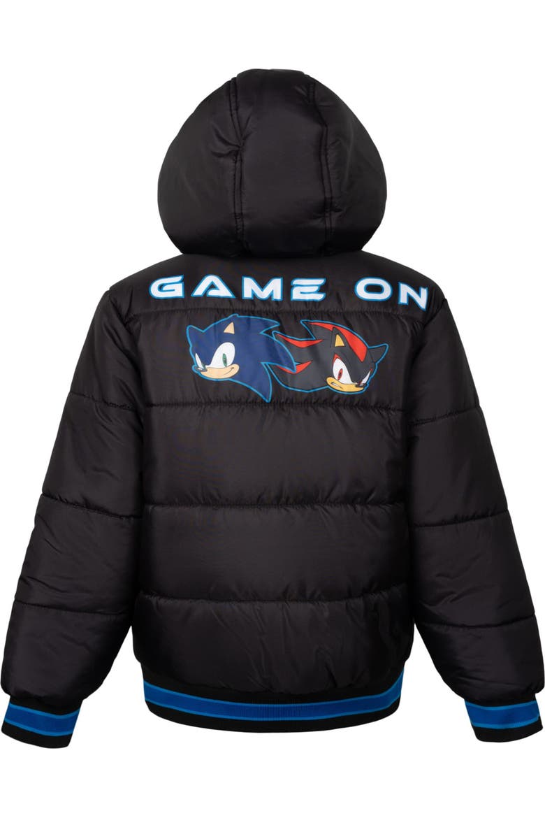 Sonic the Hedgehog Hooded Puffer Jacket, Alternate, color, Sonic Shadow Black