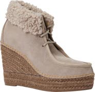André Assous Genuine Shearling & Suede Wedge Bootie