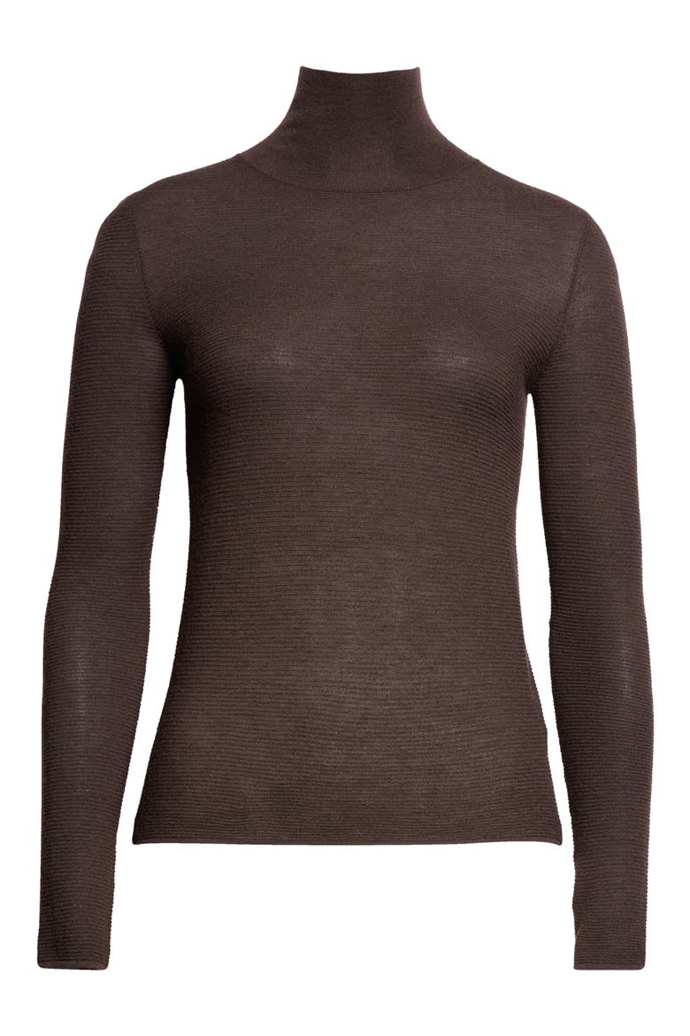 Lory Cashmere Horizontal Rib Turtleneck Sweater, Alternate, color, EARTH