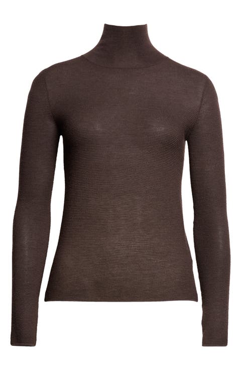 Lory Cashmere Horizontal Rib Turtleneck Sweater