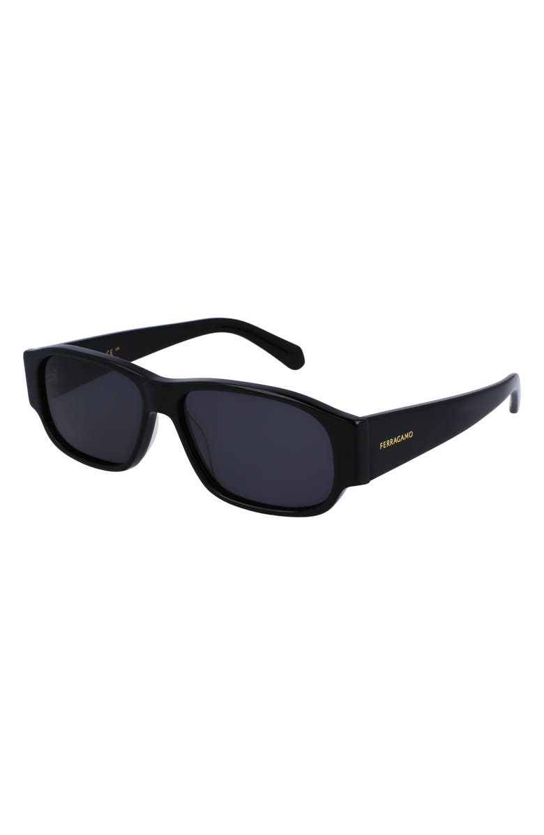 FERRAGAMO 57mm Rectangular Sunglasses, Alternate, color,