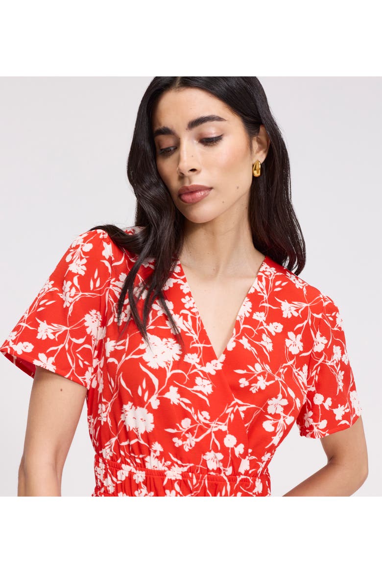 Deena Wrap Midi Dress, Alternate, color, Red Floral