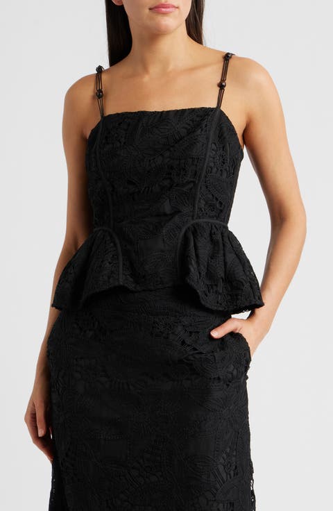 Luna Embroidered Peplum Tank