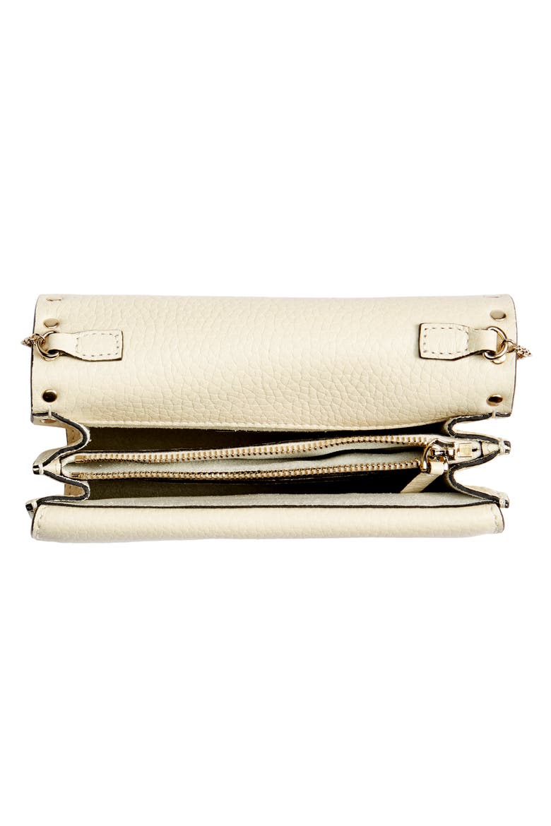 Rockstud Leather Pouch Wallet on a Chain, Alternate, color, IVORY