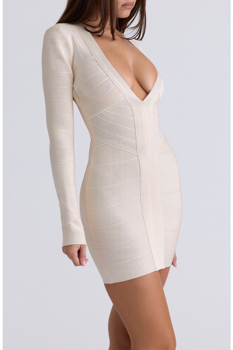 The Super Plunge Long Sleeve Bandage Minidress, Alternate, color, CREAM
