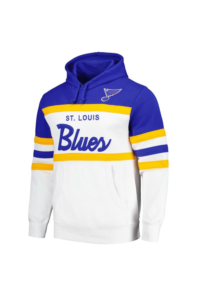 Men's Mitchell & Ness White/Blue St. Louis Blues Head Coach Pullover Hoodie, Alternate, color, White