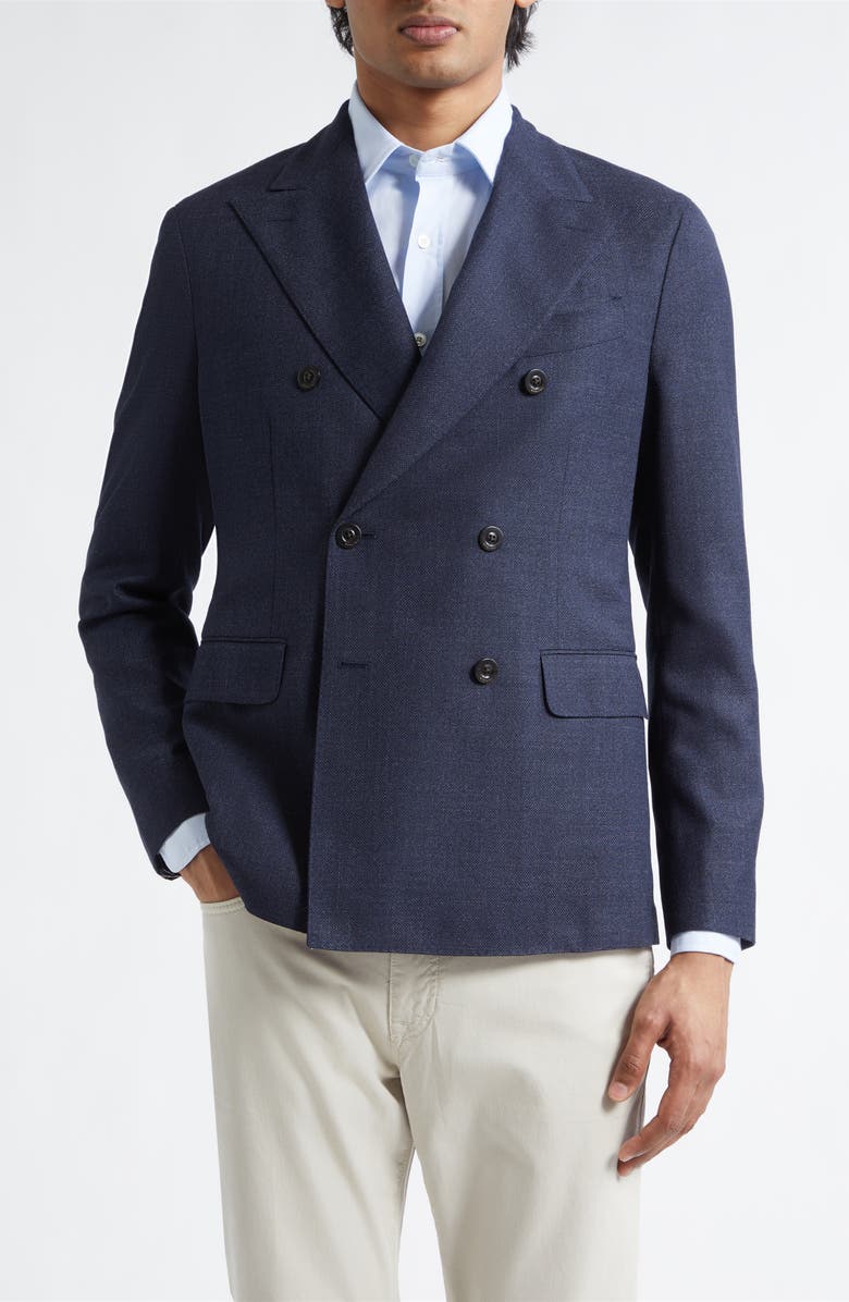 Boglioli Dover Double Breasted Wool Jacket, Main, color, Blue