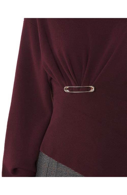 Lanvin Burgundy Knit Wool-cashmere Sweater With Asymmetrical Hem In Brown