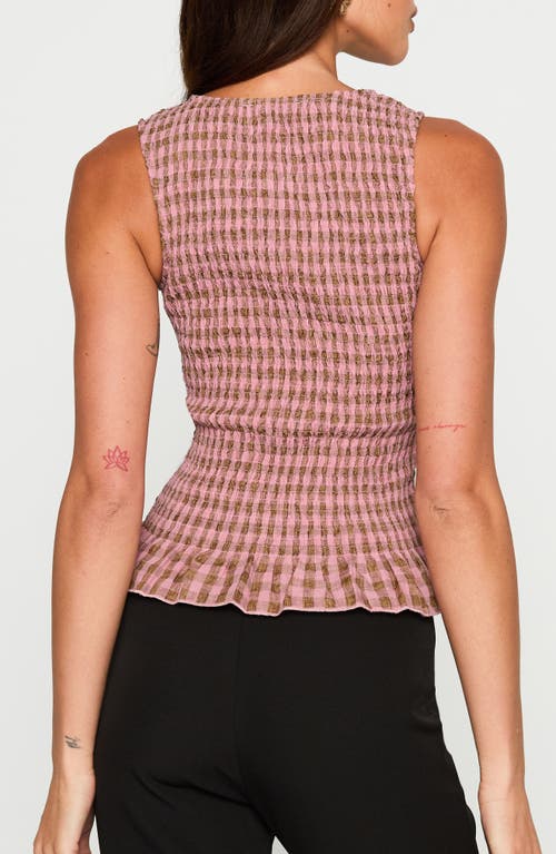 Princess Polly Chauntelle Gingham Smocked Cotton Blend Top In Pink