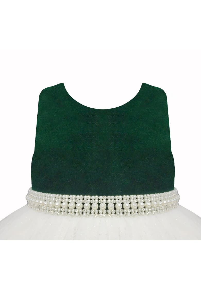 AMERICAN PRINCESS Velvet Tiered Mesh Party Dress, Alternate, color, Emerald Green Sparkle
