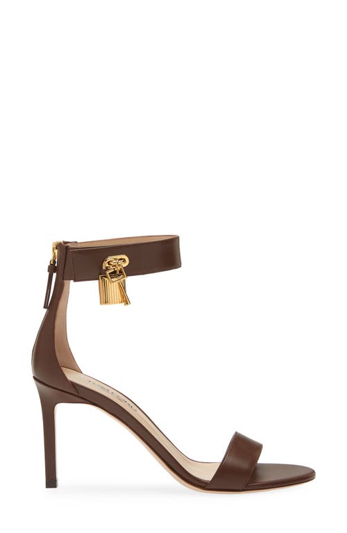 Tom Ford Padlock Ankle Strap Sandal In Burnt Brown