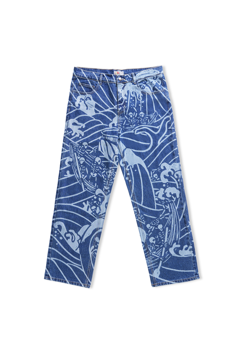 High Tide Laser Print Straight Leg Jeans, Alternate, color, BLUE