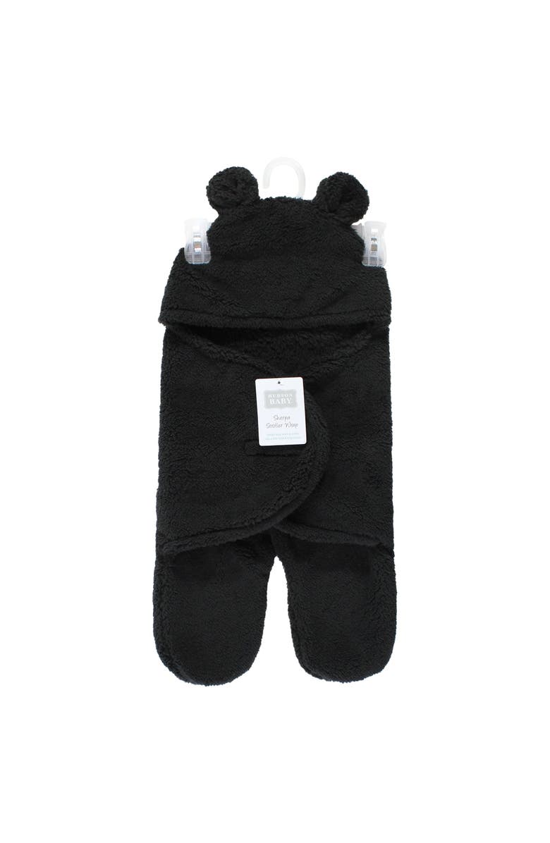 Hudson Baby Animal Fluffy Baby Outdoor Stroller Sack Wrap, Alternate, color, Black
