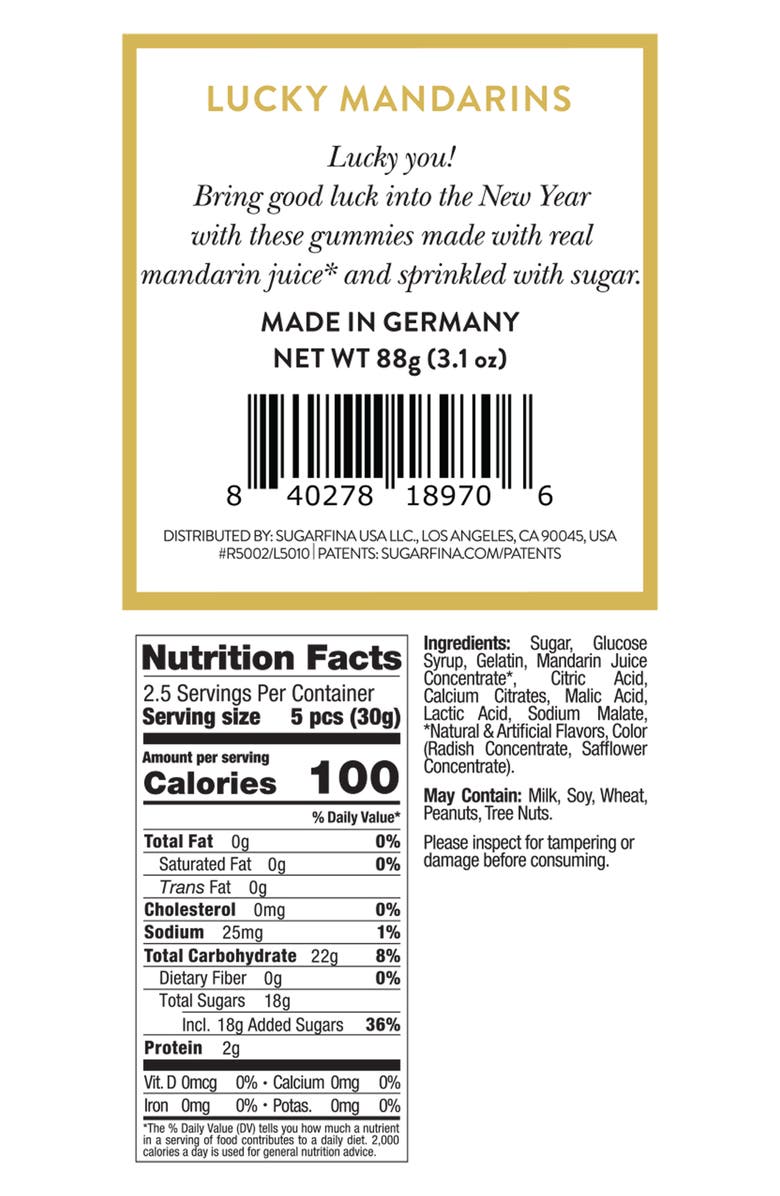 sugarfina Lucky Mandarins Set of 4 Candy Cubes, Alternate, color,