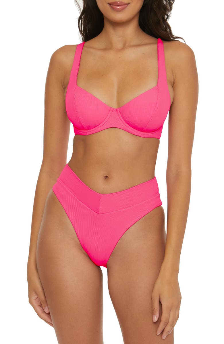 Becca Modern Edge Underwire Bikini, Alternate, color, Pink Glo