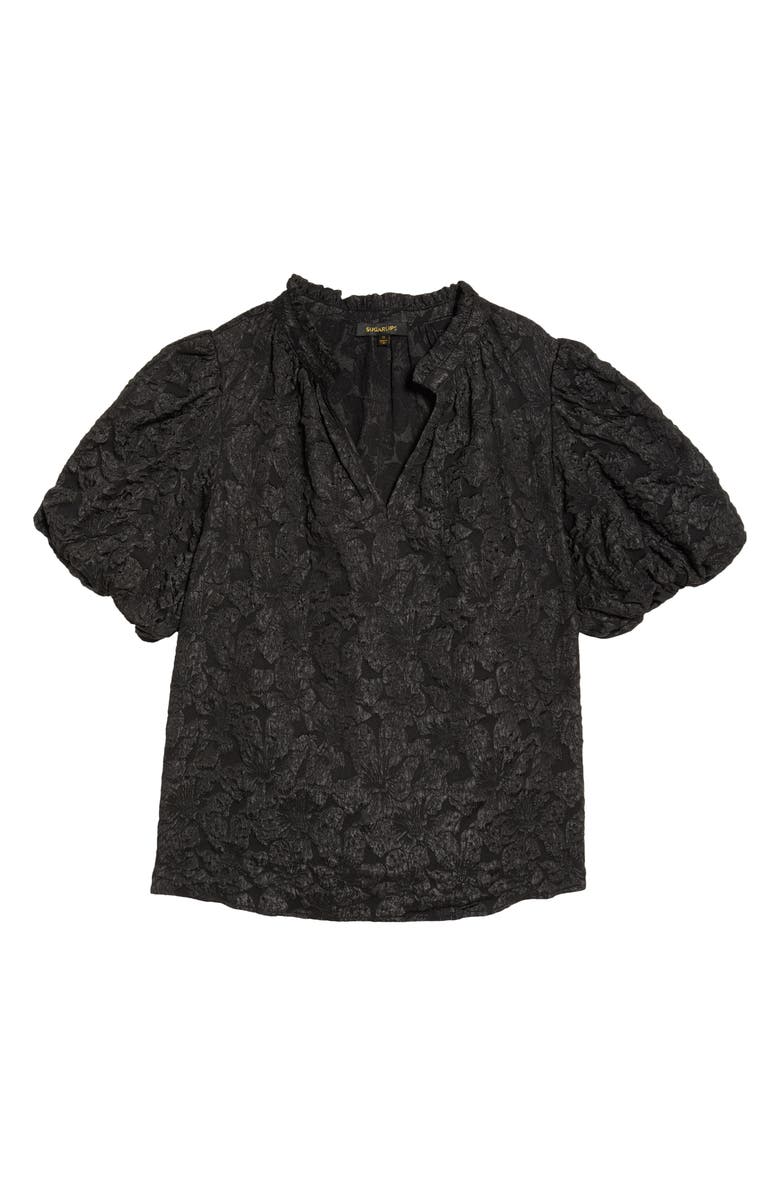 SUGARLIPS Arielle Jacquard Puff Sleeve Top, Main, color, Black