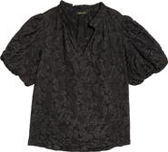 SUGARLIPS Arielle Jacquard Puff Sleeve Top