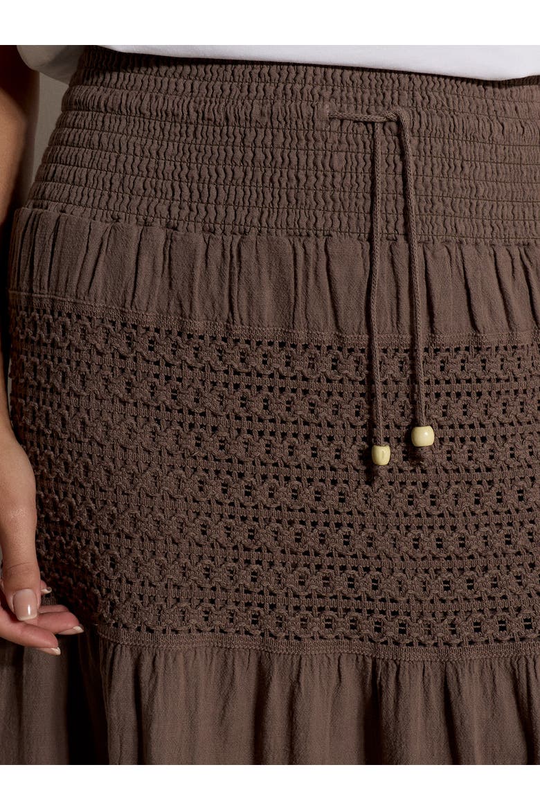 Crochet Detail Tiered Skirt, Alternate, color, Stone