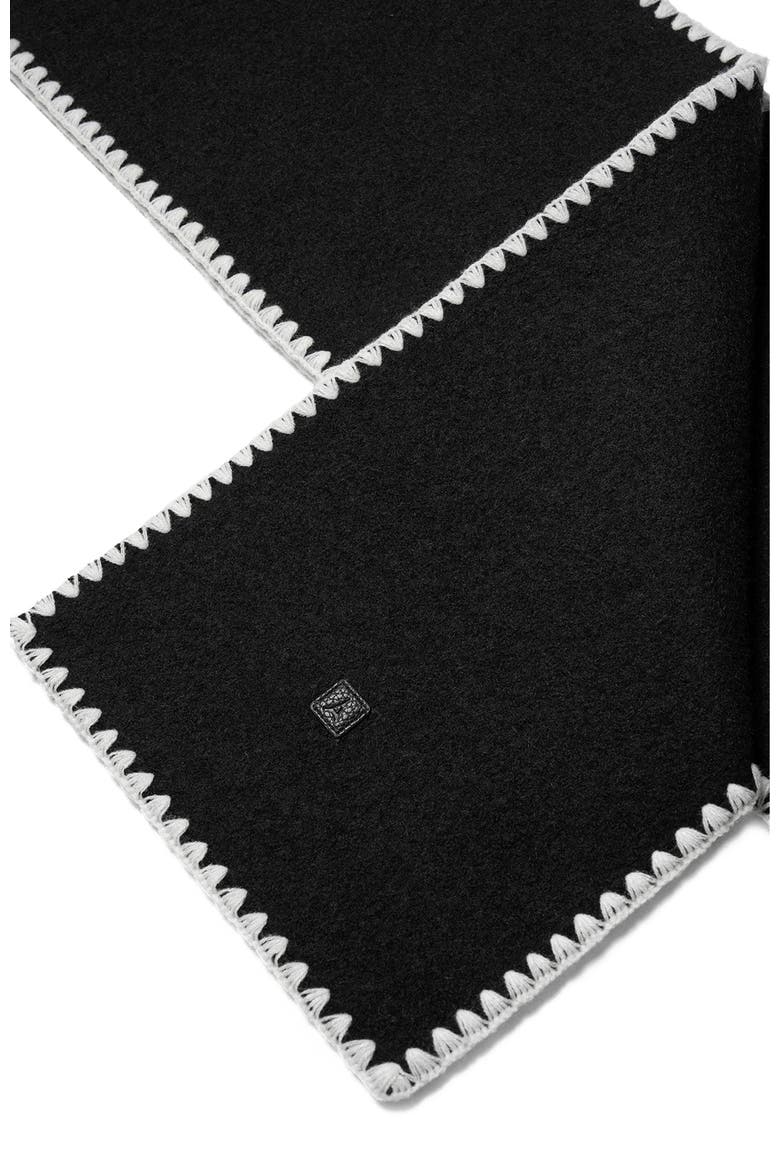 Aube Blanket Stitch Wool Scarf, Alternate, color, Black