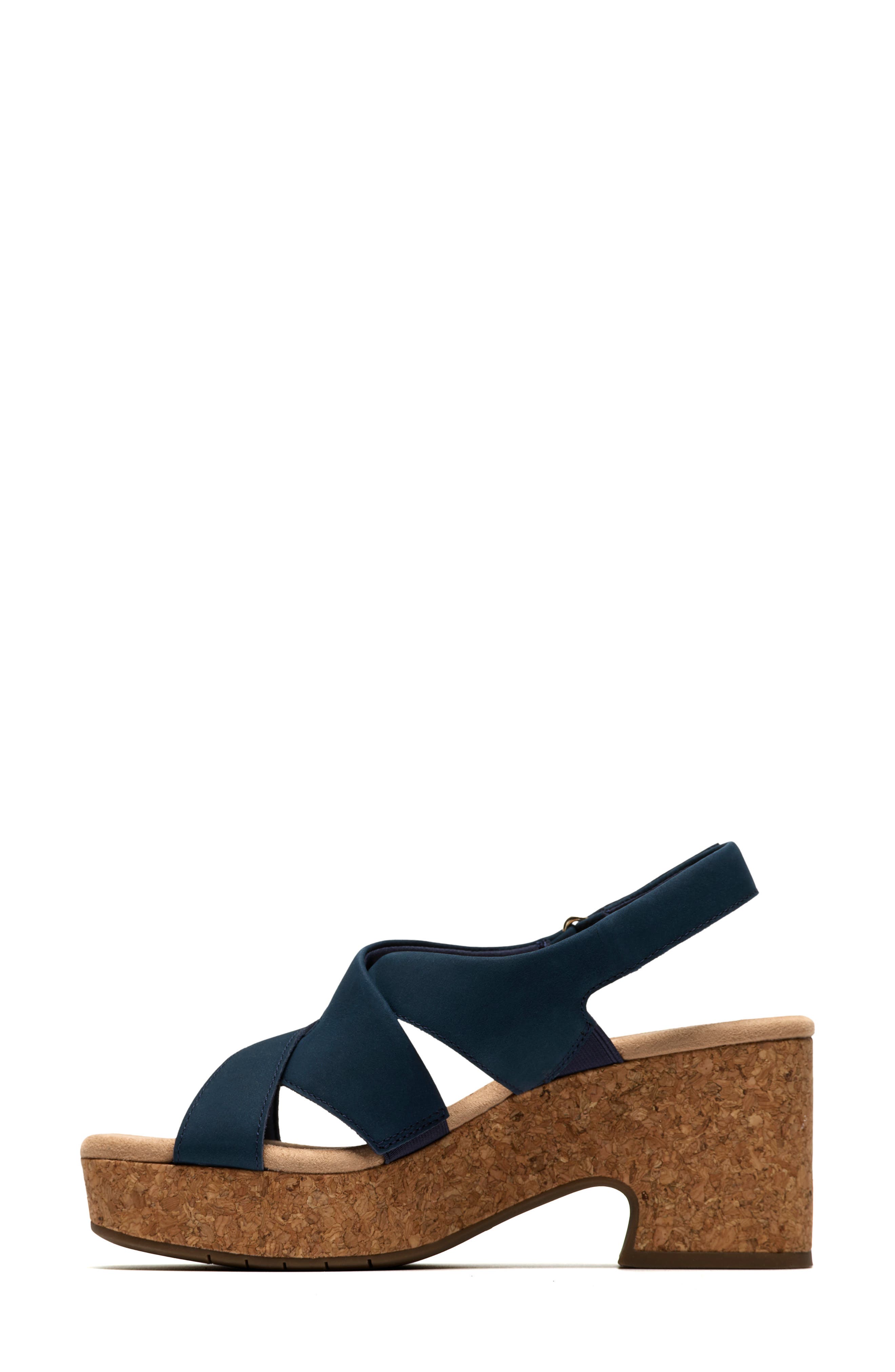 Clarks<sup>®</sup> Nerisa Grace Platform Sandal, Alternate, color, Navy Nubuck