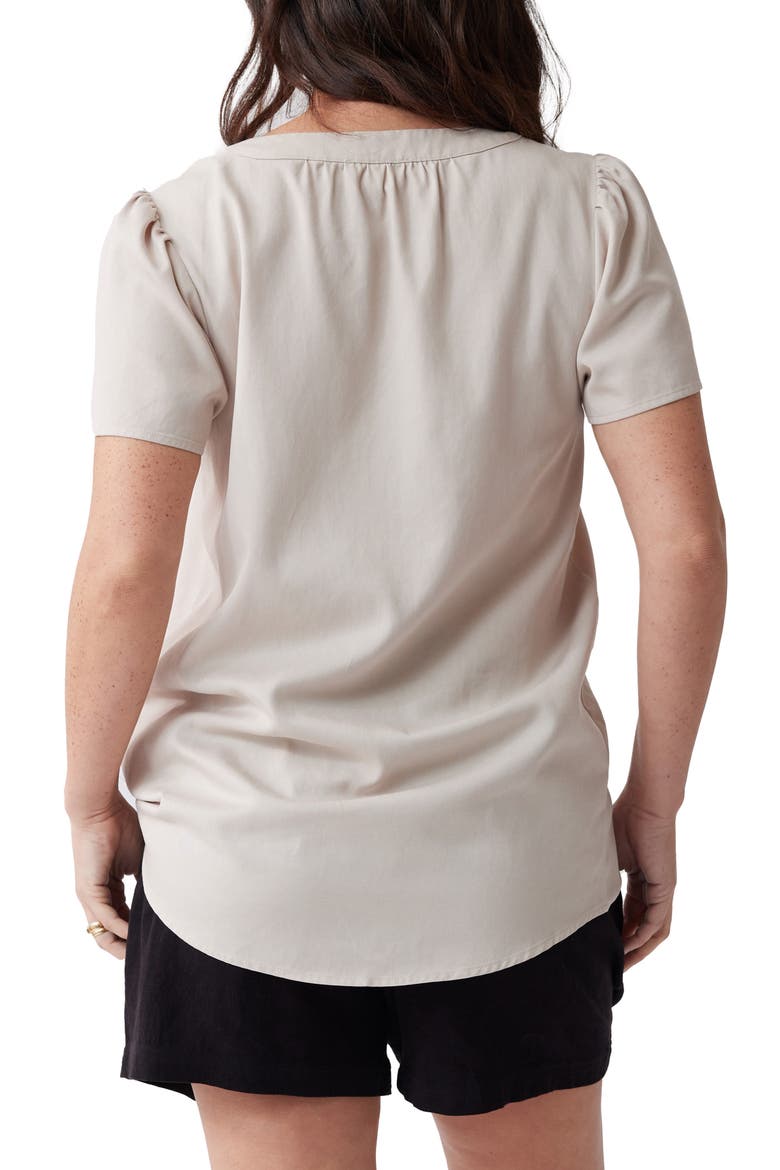 Flutter Sleeve Woven Maternity Top, Alternate, color, STONE